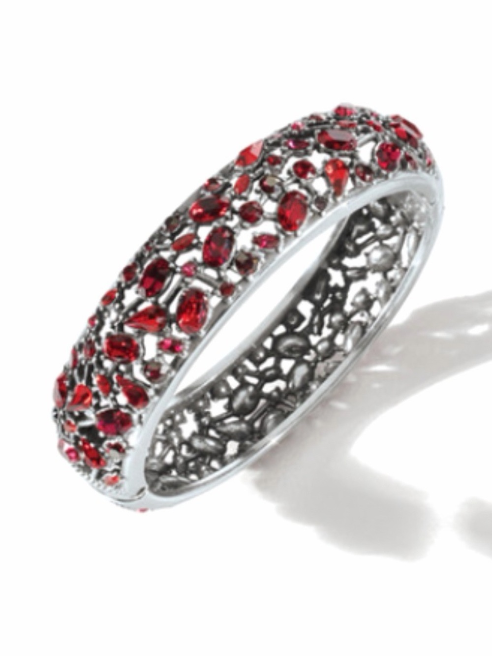 🌹♥️ SUPER RARE BRIGHTON ‘One Love’ RED SWAROVSKI CRYSTAL SLVR VTG+ Bracelet!